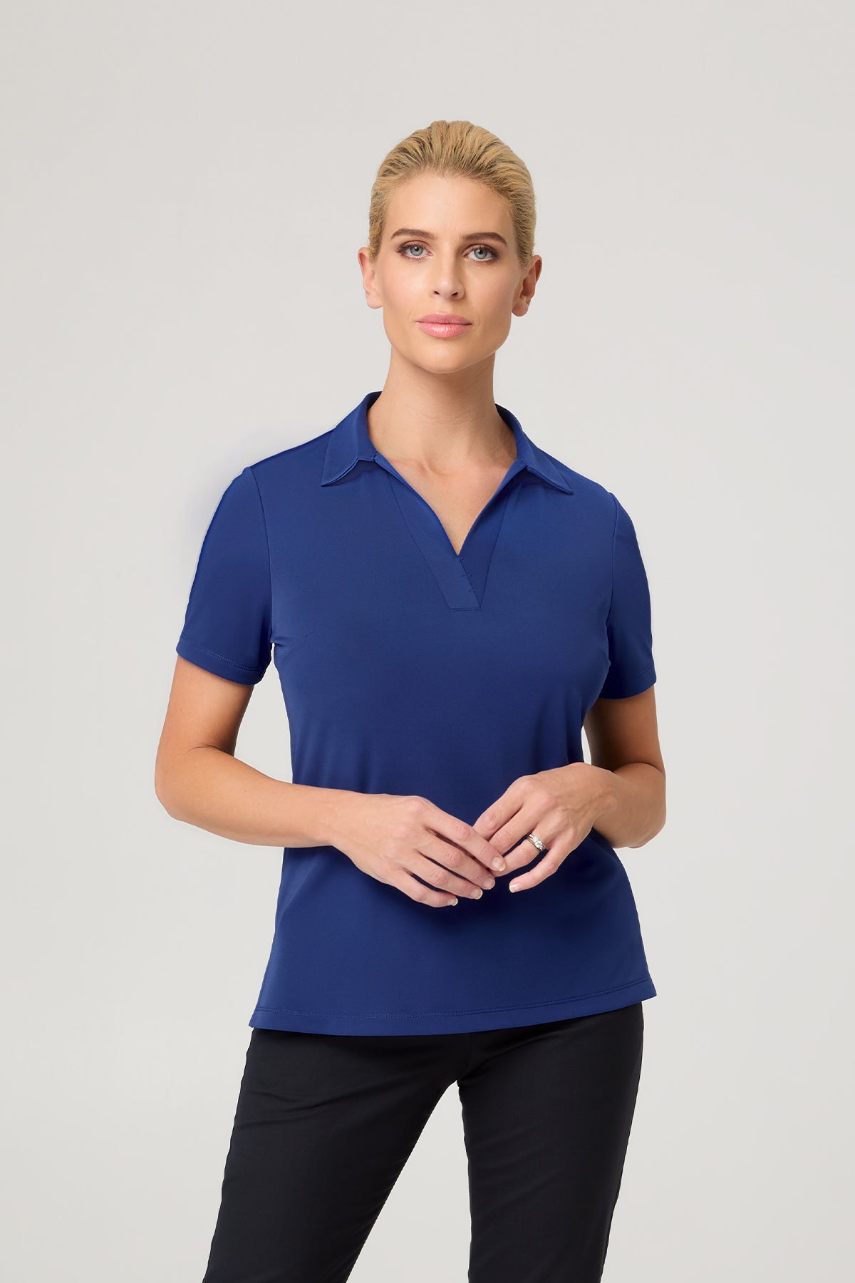 City Collection Ella S/Slv Detail Polo Top W/Side Splits(2274)