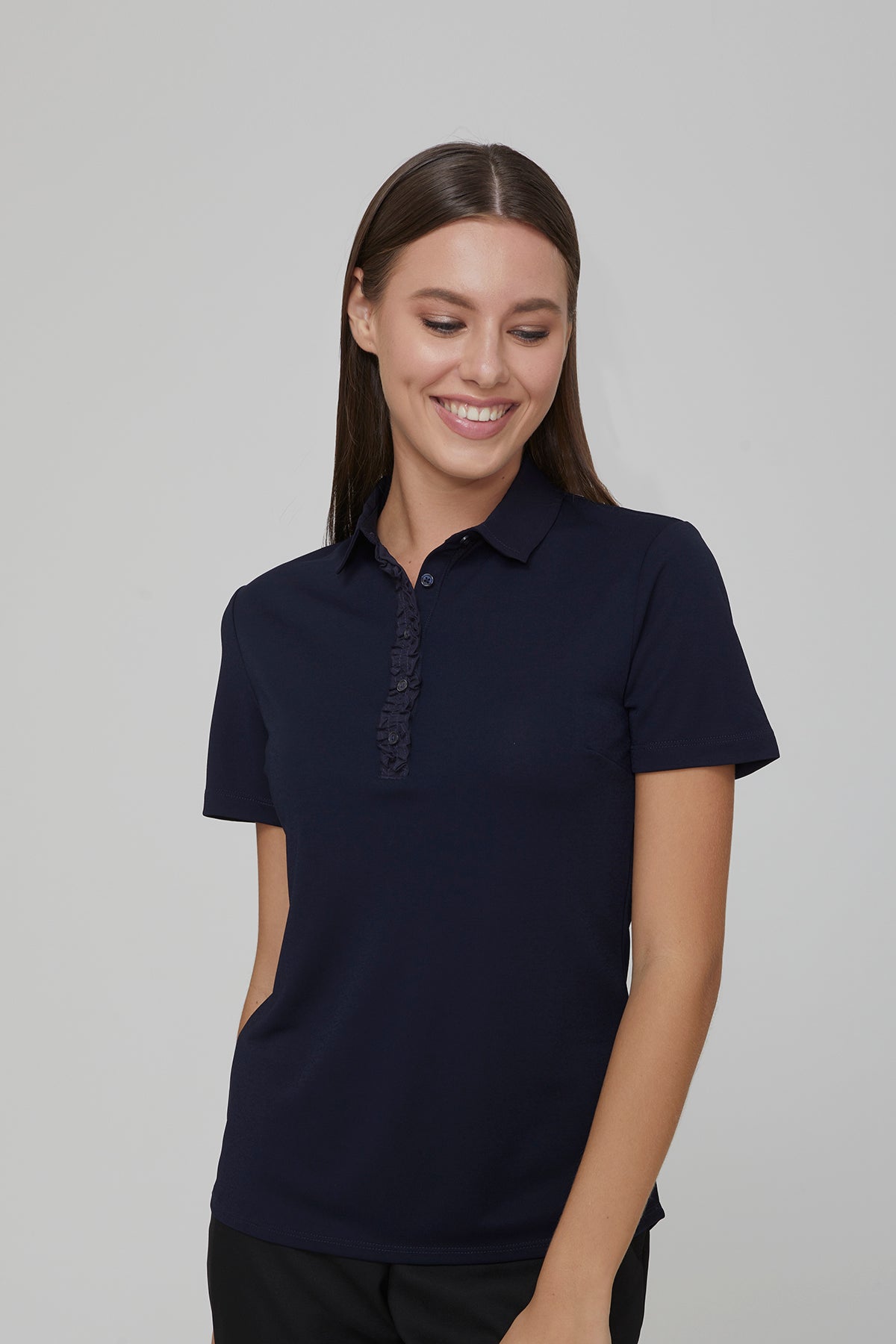 City Collection Bella S/Slv Frill Placket Top(2276)