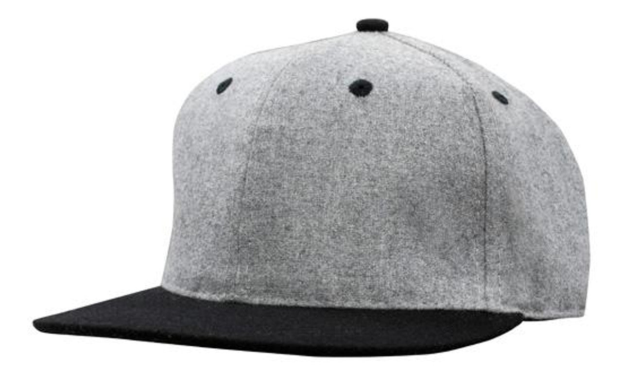 Headwear Grey Marle Flannel With Snap Back Pro Styling (4135)- Clearance