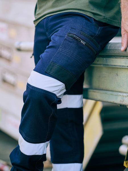 Bisley Flx & Move Taped Stretch Denim Cargo Cuffed Pants -(BPC6335T)