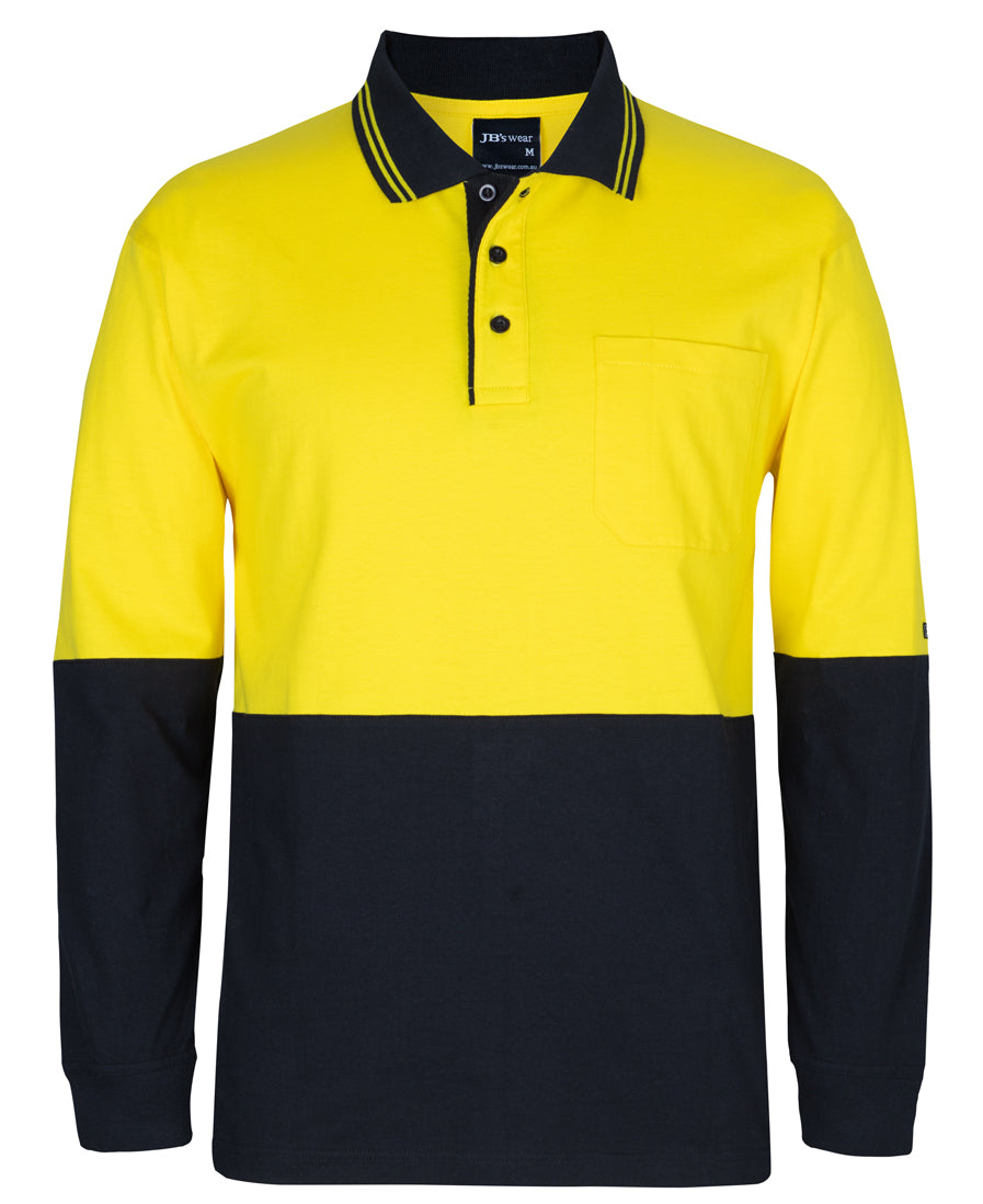 Jb's Hi Vis Long Sleeve Cotton Polo - Adults (6CPHL)