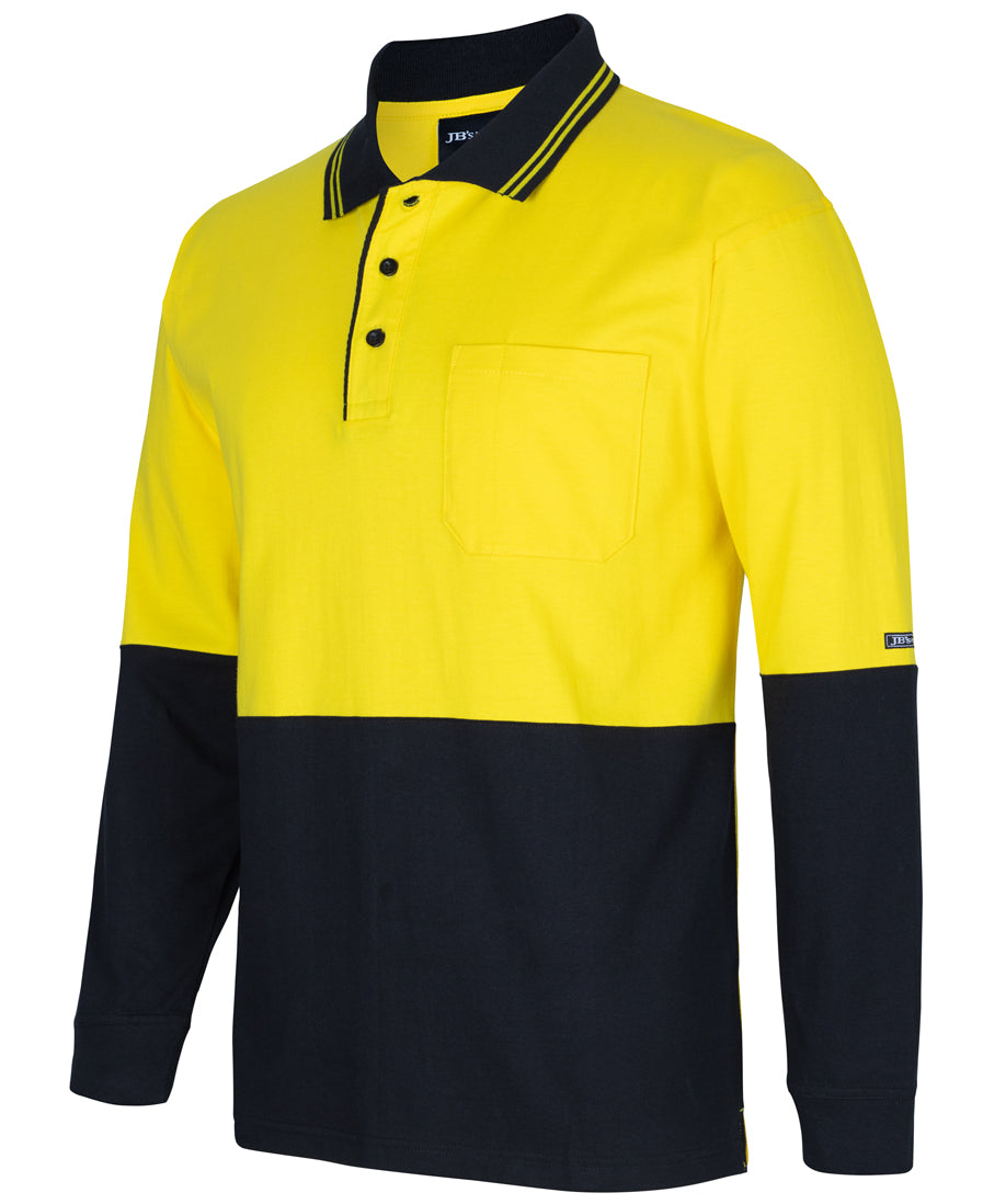 Jb's Hi Vis Long Sleeve Cotton Polo - Adults (6CPHL)