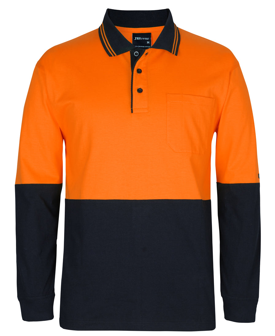 Jb's Hi Vis Long Sleeve Cotton Polo - Adults (6CPHL)