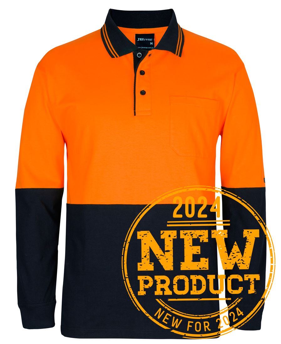 Jb's Hi Vis Long Sleeve Cotton Polo - Adults (6CPHL)