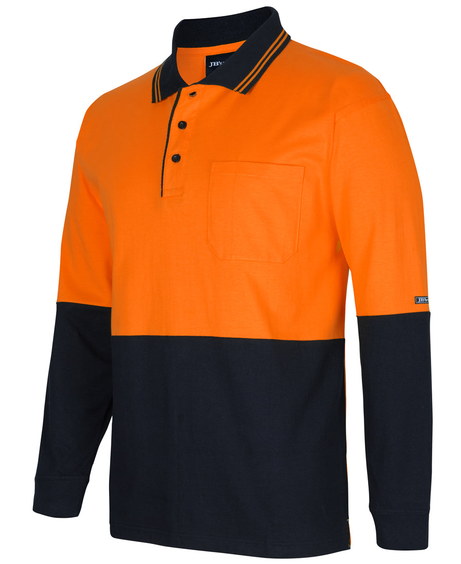 Jb's Hi Vis Long Sleeve Cotton Polo - Adults (6CPHL)