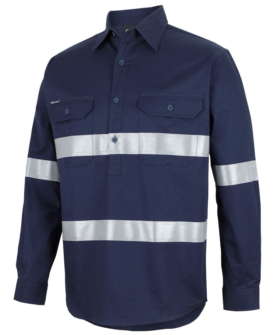 JB'S Hi Vis Close Front L/S 150G Work Shirt Reflective Tape (6HWCT)