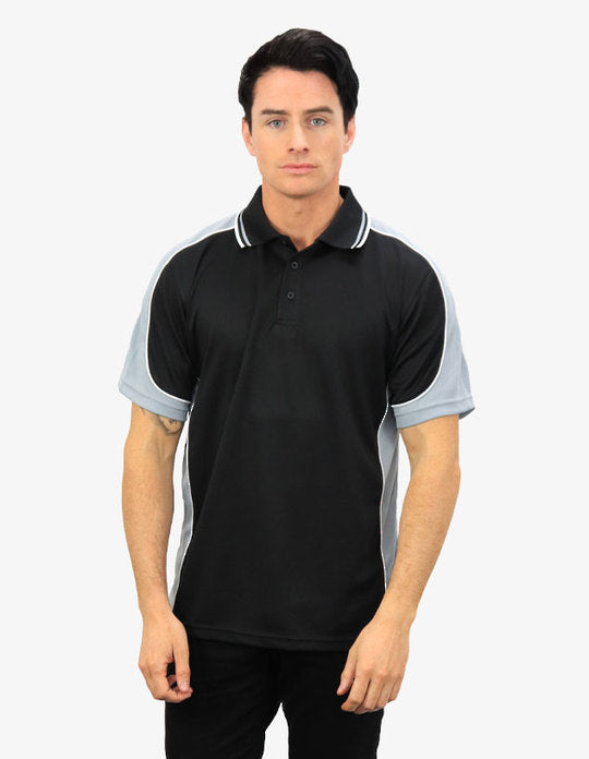 Be Seen Men's Polo Shirt With Striped Collar 1st( 10 Color All Black ) (BSP15)
