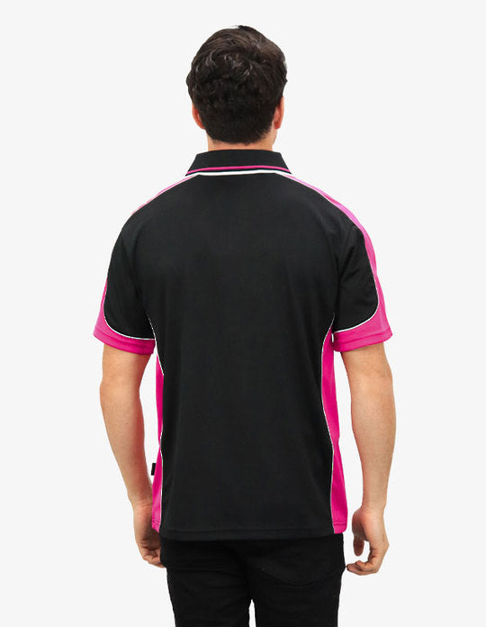 Be Seen Men's Polo Shirt With Striped Collar 1st( 10 Color All Black ) (BSP15)