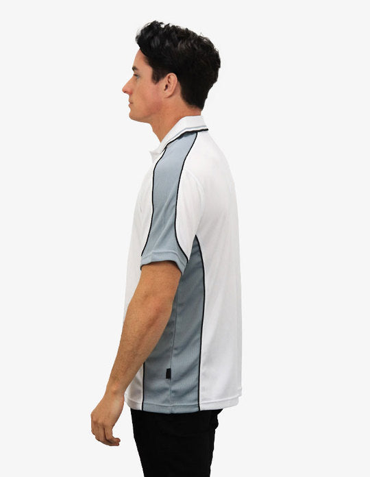 Be Seen Men's Polo Shirt With Striped Collar 7th( 9 Color All White ) (BSP15)