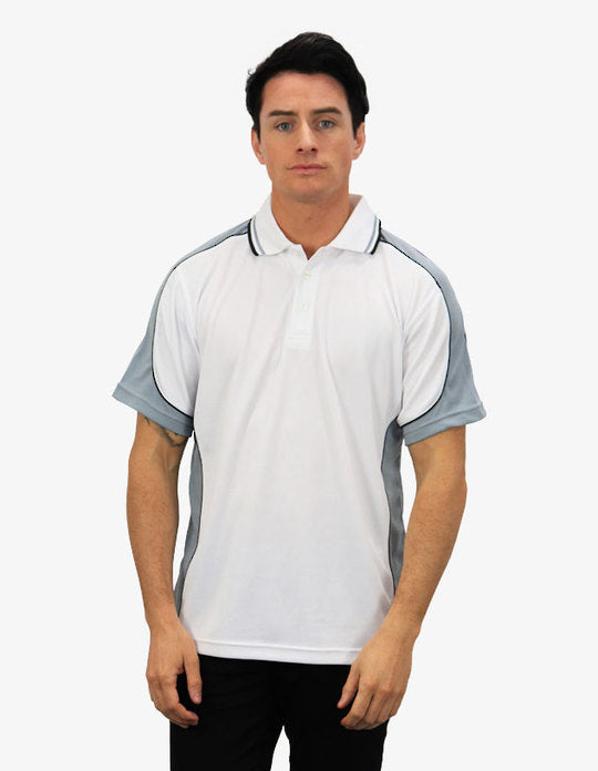 Be Seen Men's Polo Shirt With Striped Collar 7th( 9 Color All White ) (BSP15)