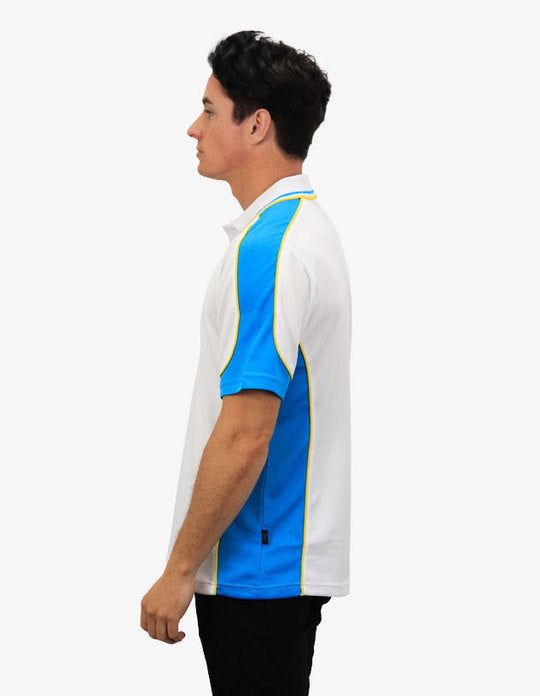 Be Seen Men's Polo Shirt With Striped Collar 7th( 9 Color All White ) (BSP15)