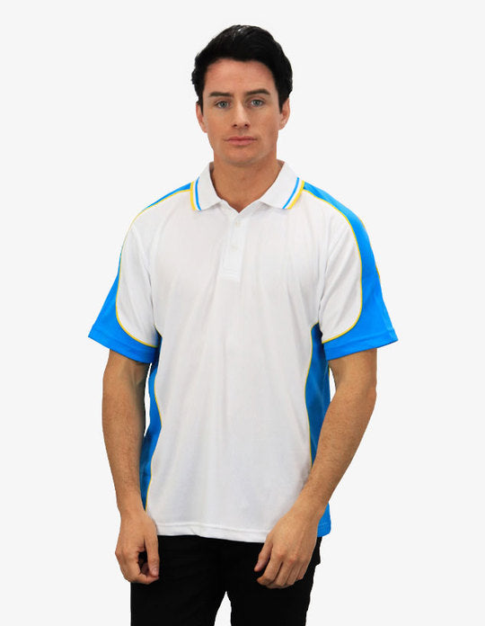 Be Seen Men's Polo Shirt With Striped Collar 7th( 9 Color All White ) (BSP15)