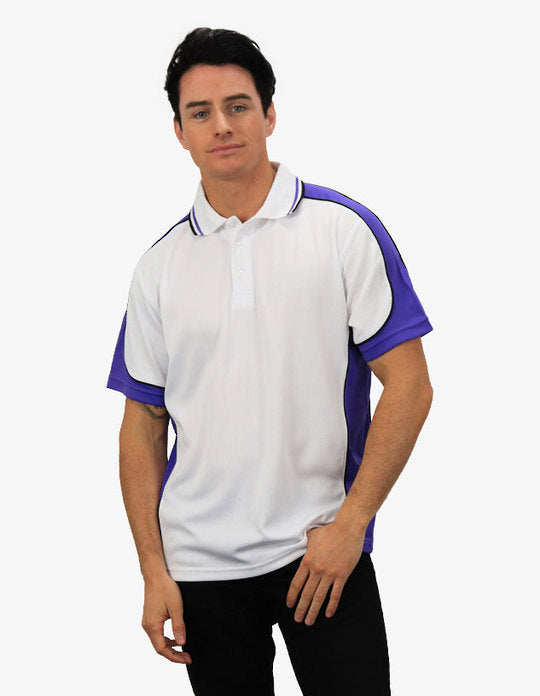 Be Seen Men's Polo Shirt With Striped Collar 7th( 9 Color All White ) (BSP15)