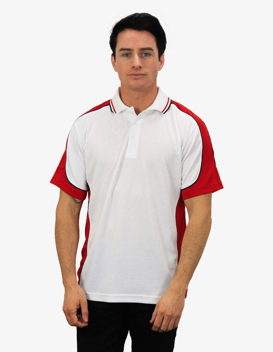 Be Seen Men's Polo Shirt With Striped Collar 7th( 9 Color All White ) (BSP15)