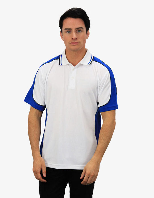 Be Seen Men's Polo Shirt With Striped Collar 7th( 9 Color All White ) (BSP15)