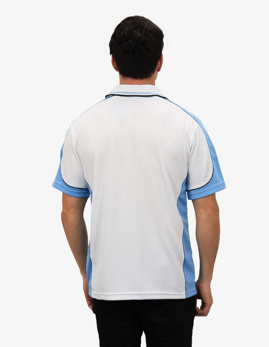 Be Seen Men's Polo Shirt With Striped Collar 7th( 9 Color All White ) (BSP15)