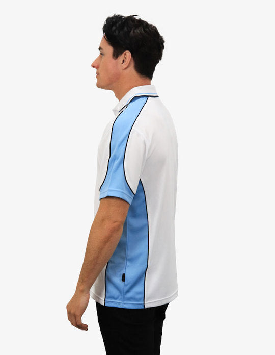 Be Seen Men's Polo Shirt With Striped Collar 7th( 9 Color All White ) (BSP15)