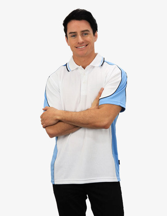 Be Seen Men's Polo Shirt With Striped Collar 7th( 9 Color All White ) (BSP15)