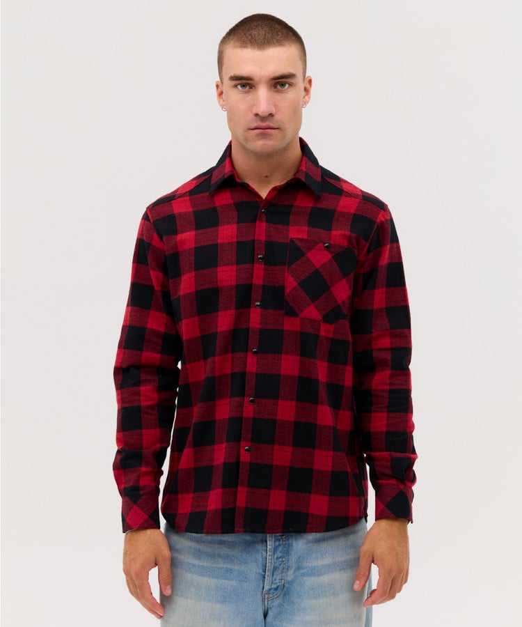 Baxsy Base Flannel Long Sleeve Shirt-(901)