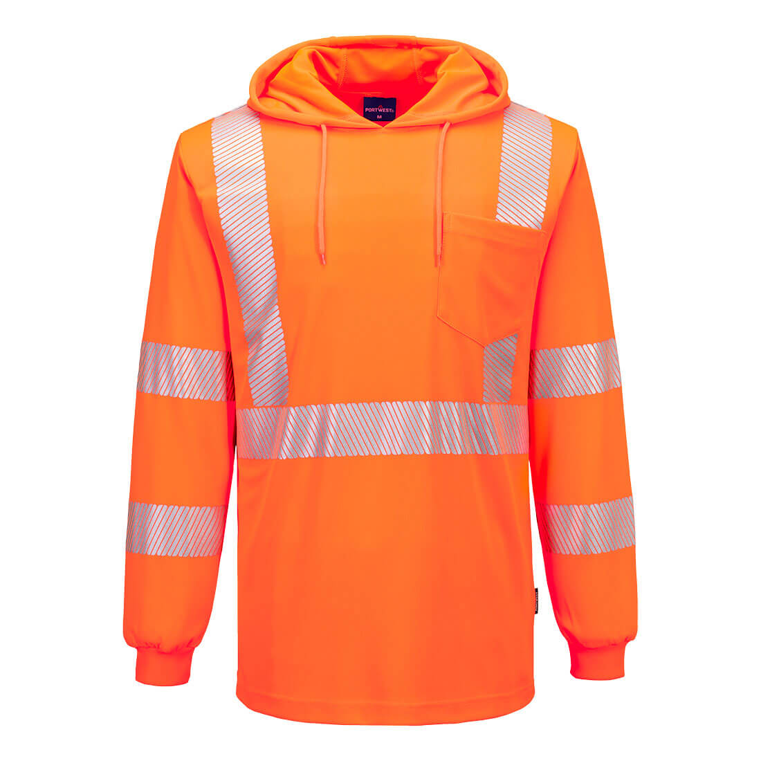 Portwest Hi-Vis Lightweight Hooded T-Shirt L/S Orange (L042)