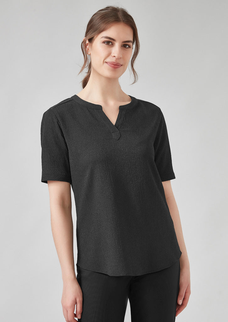 Biz Corporate Womens Ruché Short Sleeve Blouse (RU568LS)