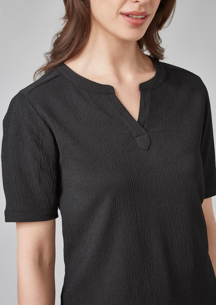 Biz Corporate Womens Ruché Short Sleeve Blouse (RU568LS)