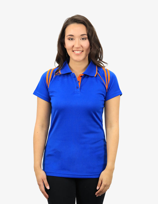 Be Seen Ladies Sleeve Polo Shirt With Striped Collar 2nd Color (The Cobra)