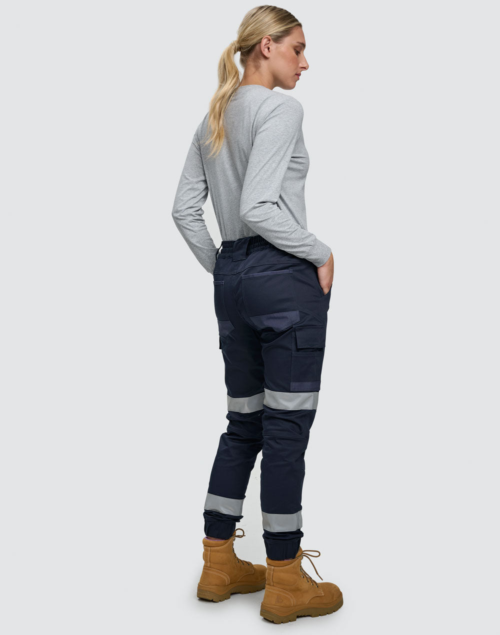 Winning Spirit Unisex Cotton Stretch Drill Cuffed Work Pants With Tapes (WP28HV)