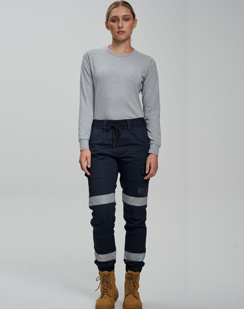 Winning Spirit Unisex Cotton Stretch Drill Cuffed Work Pants With Tapes (WP28HV)