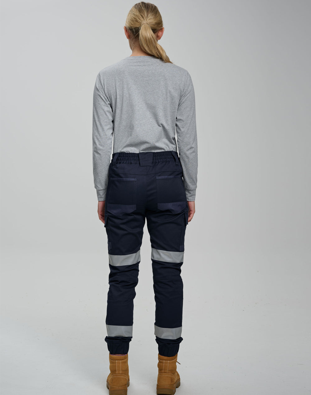 Winning Spirit Unisex Cotton Stretch Drill Cuffed Work Pants With Tapes (WP28HV)