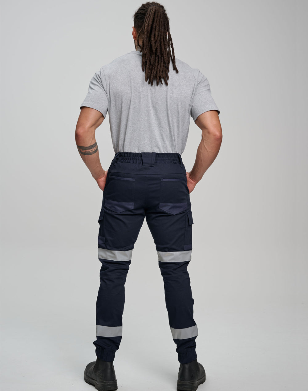 Winning Spirit Unisex Cotton Stretch Drill Cuffed Work Pants With Tapes (WP28HV)
