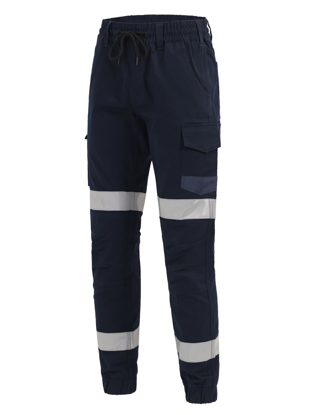 Winning Spirit Unisex Cotton Stretch Drill Cuffed Work Pants With Tapes (WP28HV)