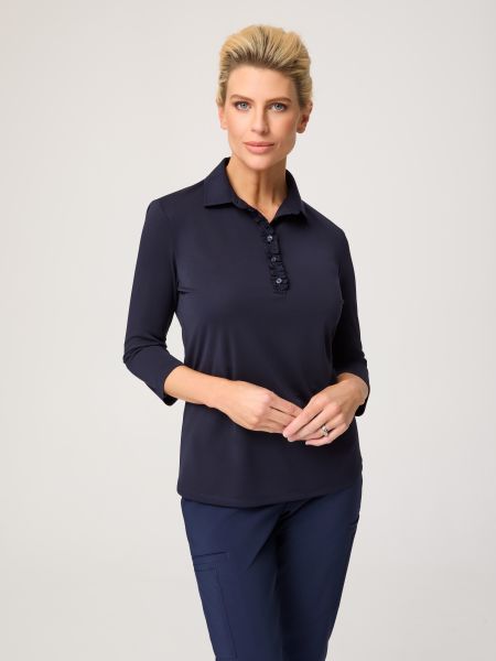 City Collection Bella ¾ Sleeve Frill Placket Top(2275)