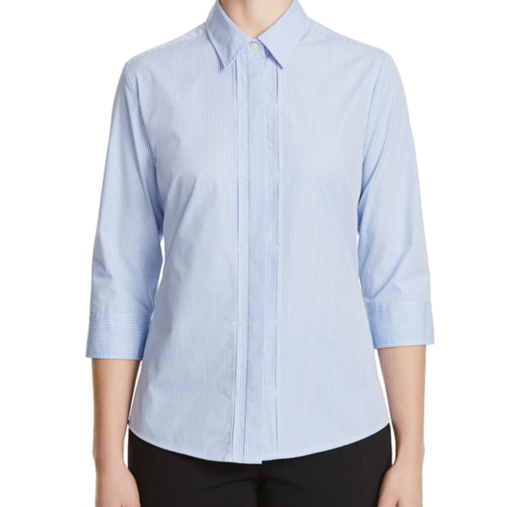 NNT Uniforms Gingham 3/4 Sleeve Tuck Shirt(CAT4L8)