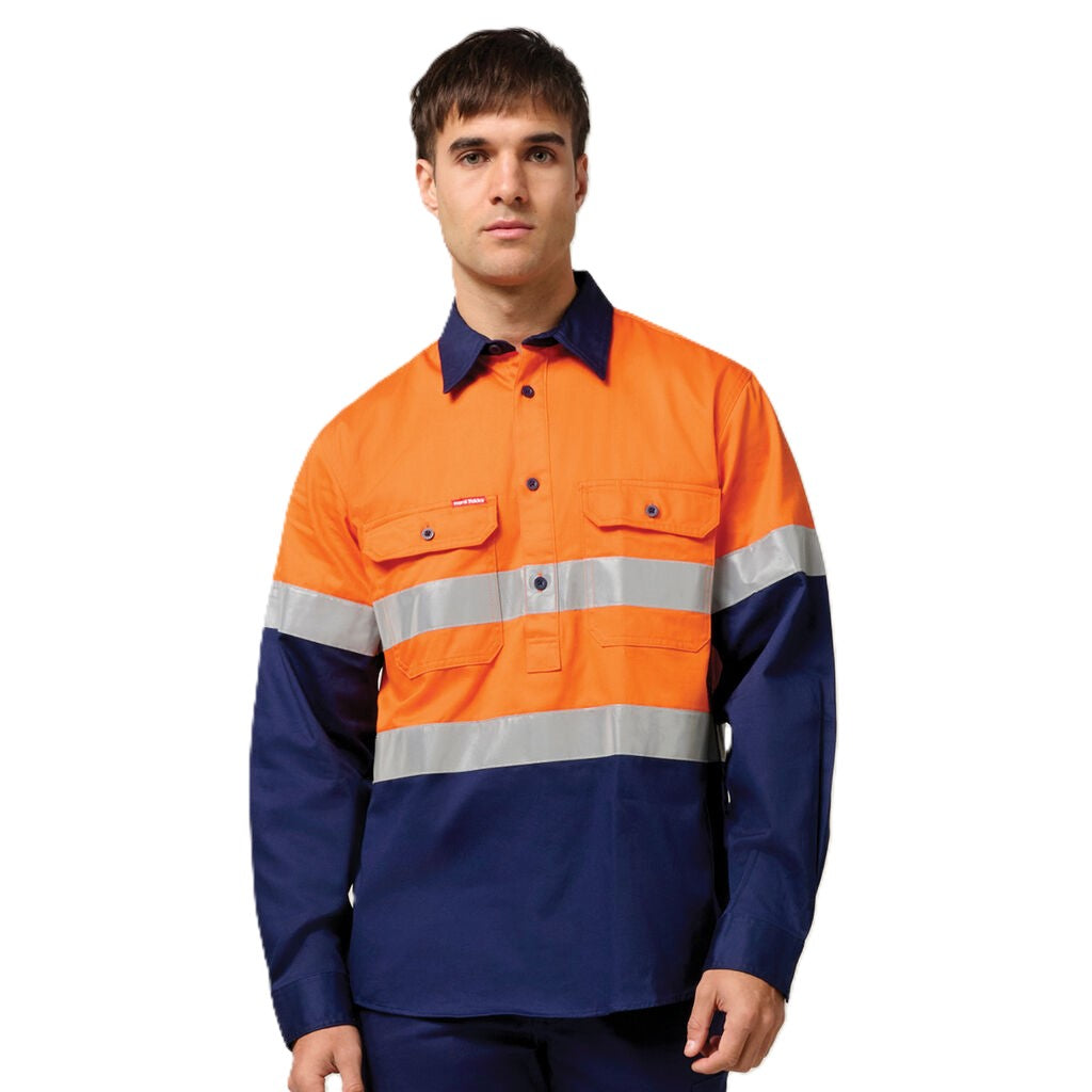 Hard Yakka Core Hi-Vis Long Sleeve Heavyweight Closed Front Taped