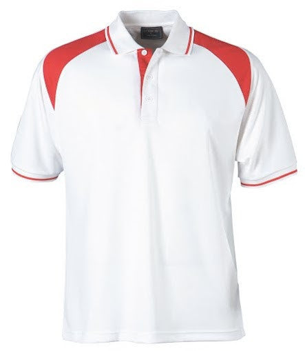 Stencil-Stencil Men's Club Cool Dry Polo-White/Red / S-Uniform Wholesalers - 1