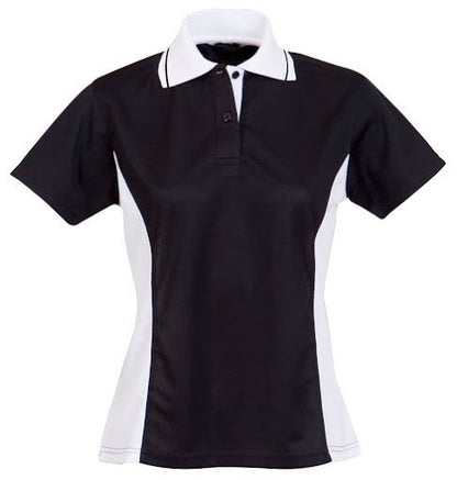 Stencil-Stencil Ladies' Active Cool Dry Polo-Black/White / 8-Uniform Wholesalers - 8