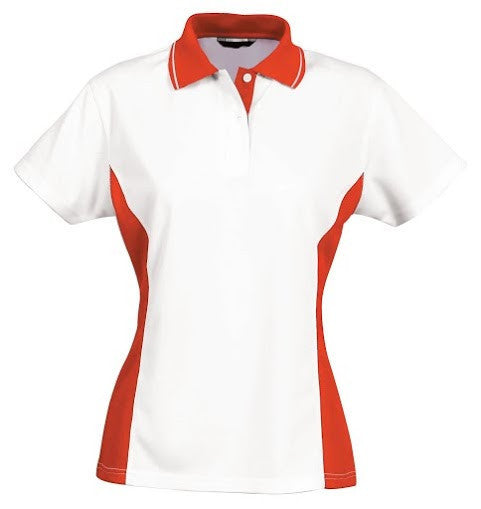 Stencil-Stencil Ladies' Active Cool Dry Polo-White/Red / 8-Uniform Wholesalers - 1