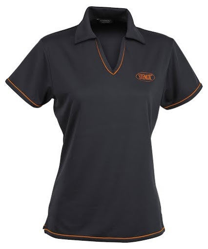 Stencil-Stencil Ladies' Cool Dry Polo 2nd (4 Colour)-Charcoal/Orange / 8-Uniform Wholesalers - 2
