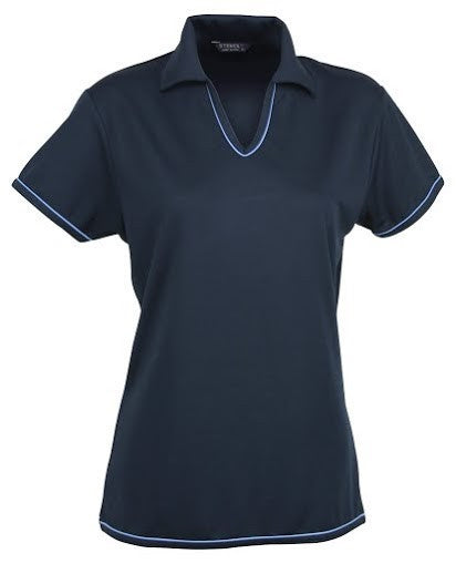 Stencil-Stencil Ladies' Cool Dry Polo 2nd (4 Colour)-Navy/Lime Green / 8-Uniform Wholesalers - 3
