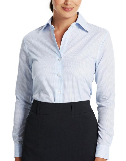 Gloweave Ladies Textured Mini Check Long Sleeve Shirt (1295WL)