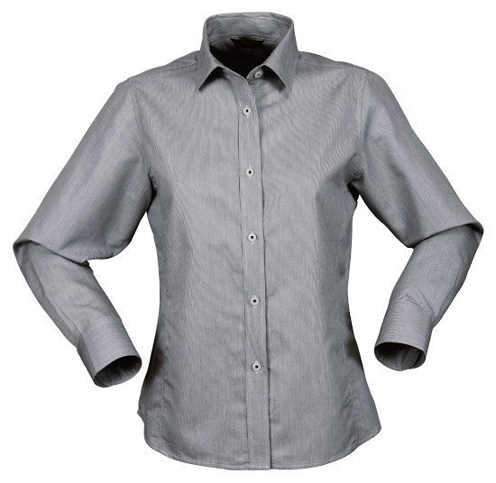 Stencil-Stencil Ladies' Empire Shirt (L/S)-Grey/Charcoal / 8-Uniform Wholesalers - 3