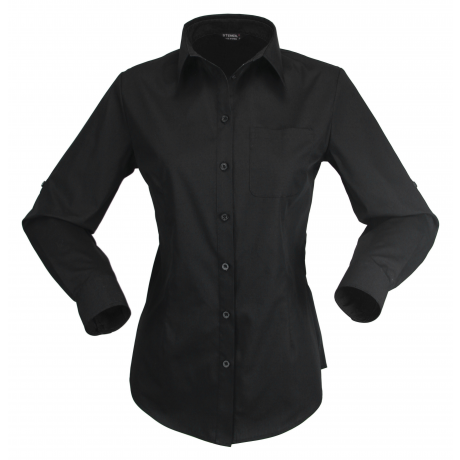 Stencil-Stencil Hospitality Nano 2134L Ladies L/S Shirt-Black / Black / 8-Uniform Wholesalers - 4