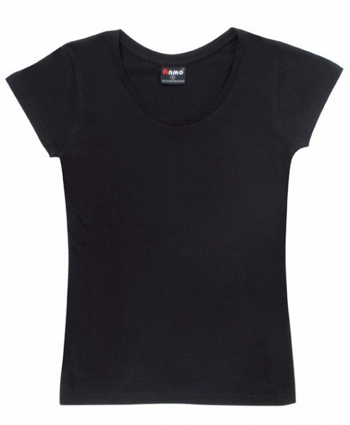Ramo-Ramo Ladies Jersey Scoop Neck Tee-Black / 8-Uniform Wholesalers - 4