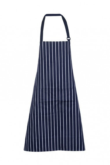 Ramo-Ramo Stripe Apron - Full Bib-82cm*90cm / Navy/White-Uniform Wholesalers - 5