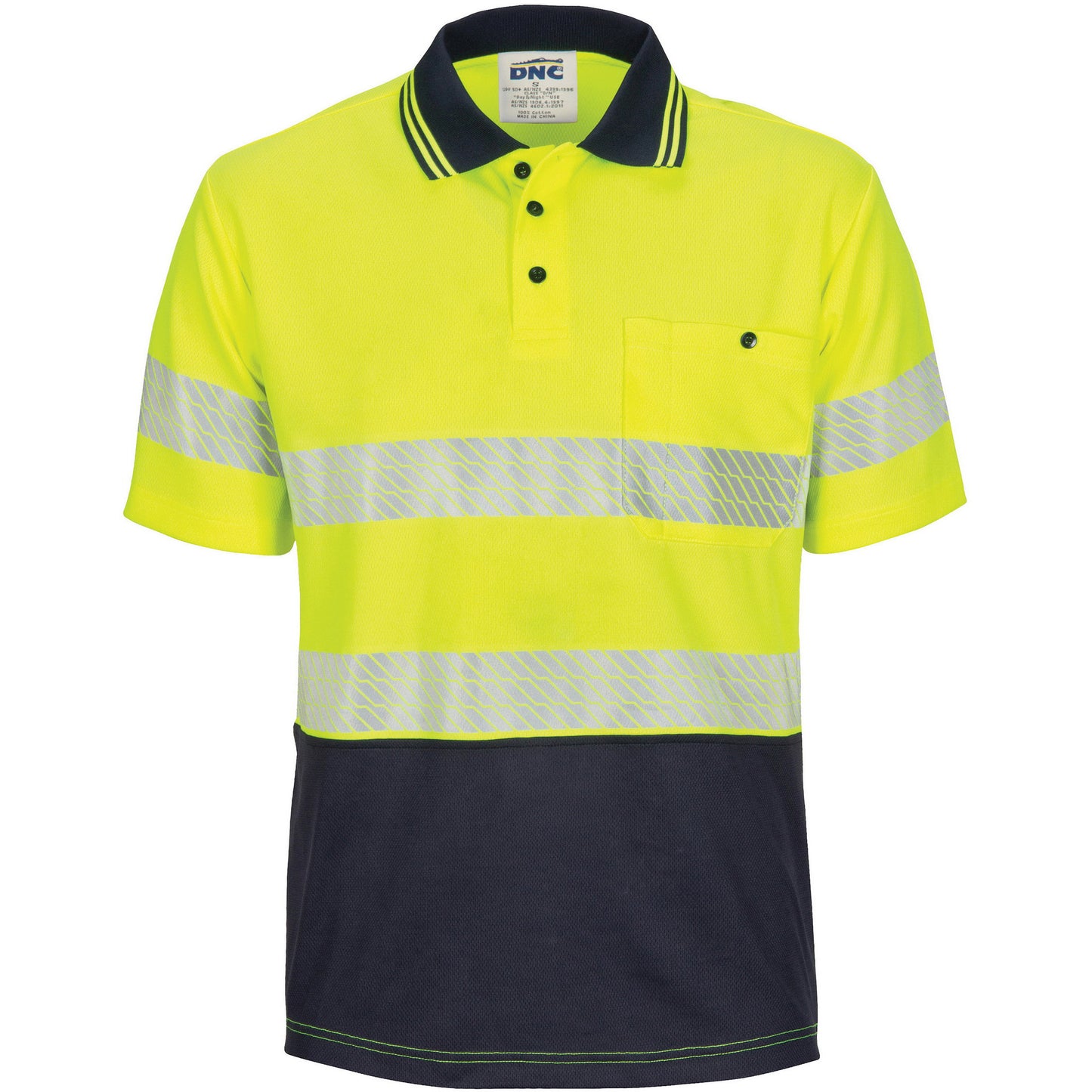 DNC Hivis Segment Taped Mircomesh Polo - Short Sleeve (3511)