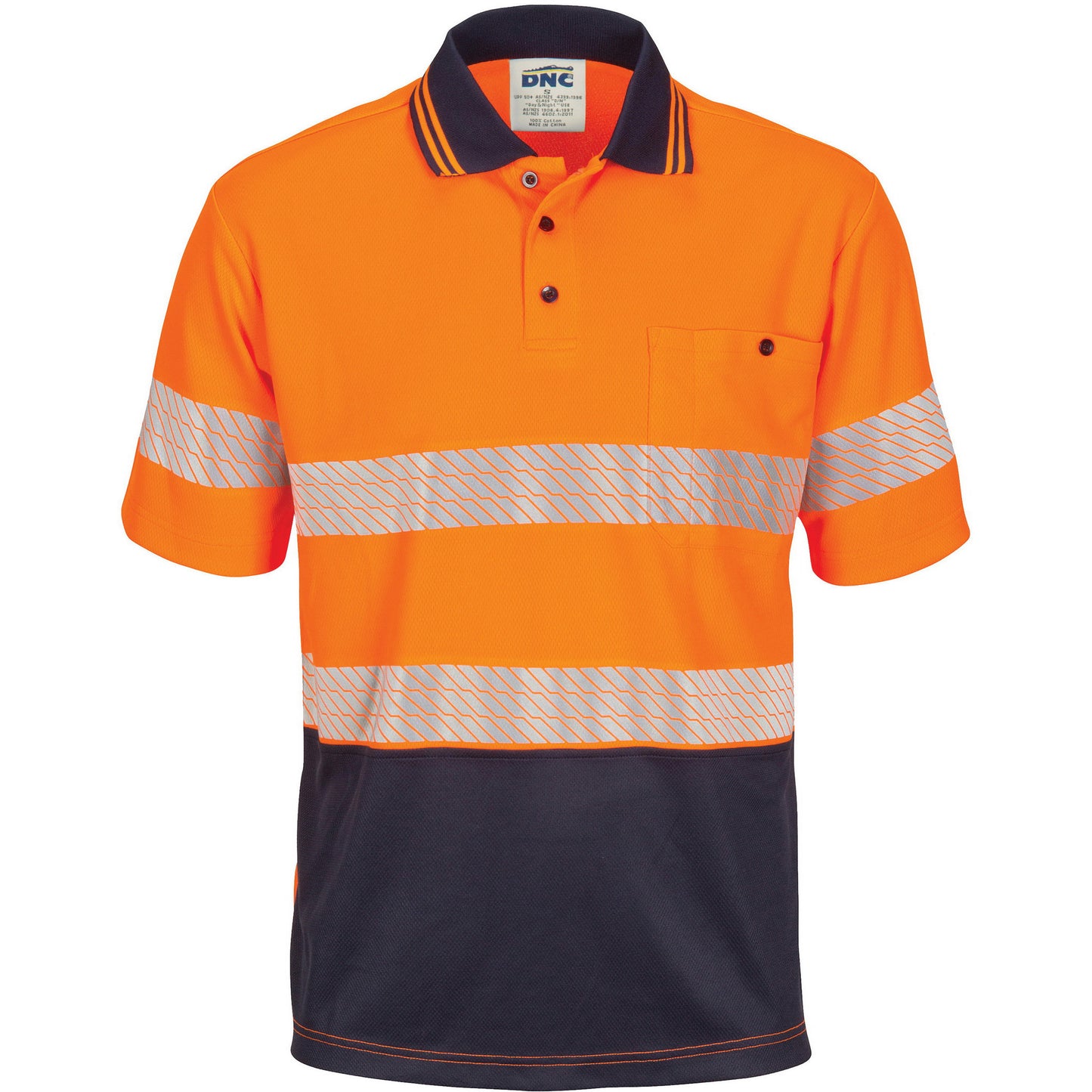 DNC Hivis Segment Taped Mircomesh Polo - Short Sleeve (3511)