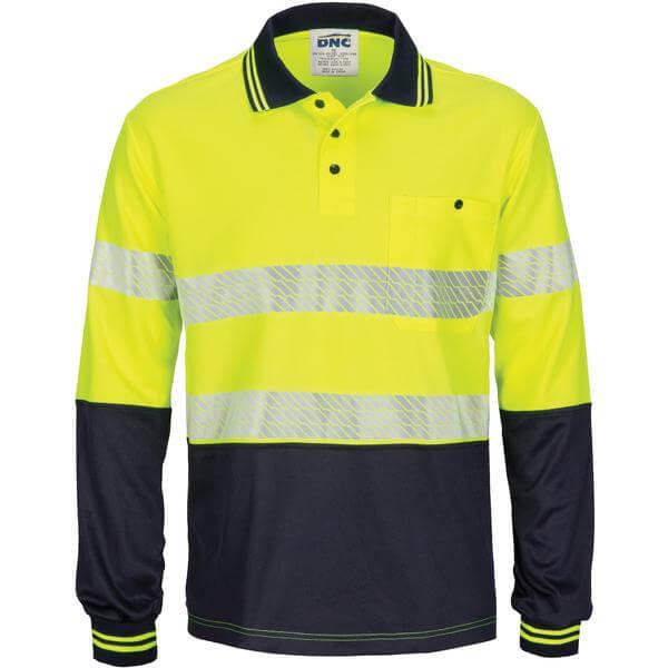 DNC Hi Vis Segment Taped Mircomesh Polo - Long Sleeve (3513)