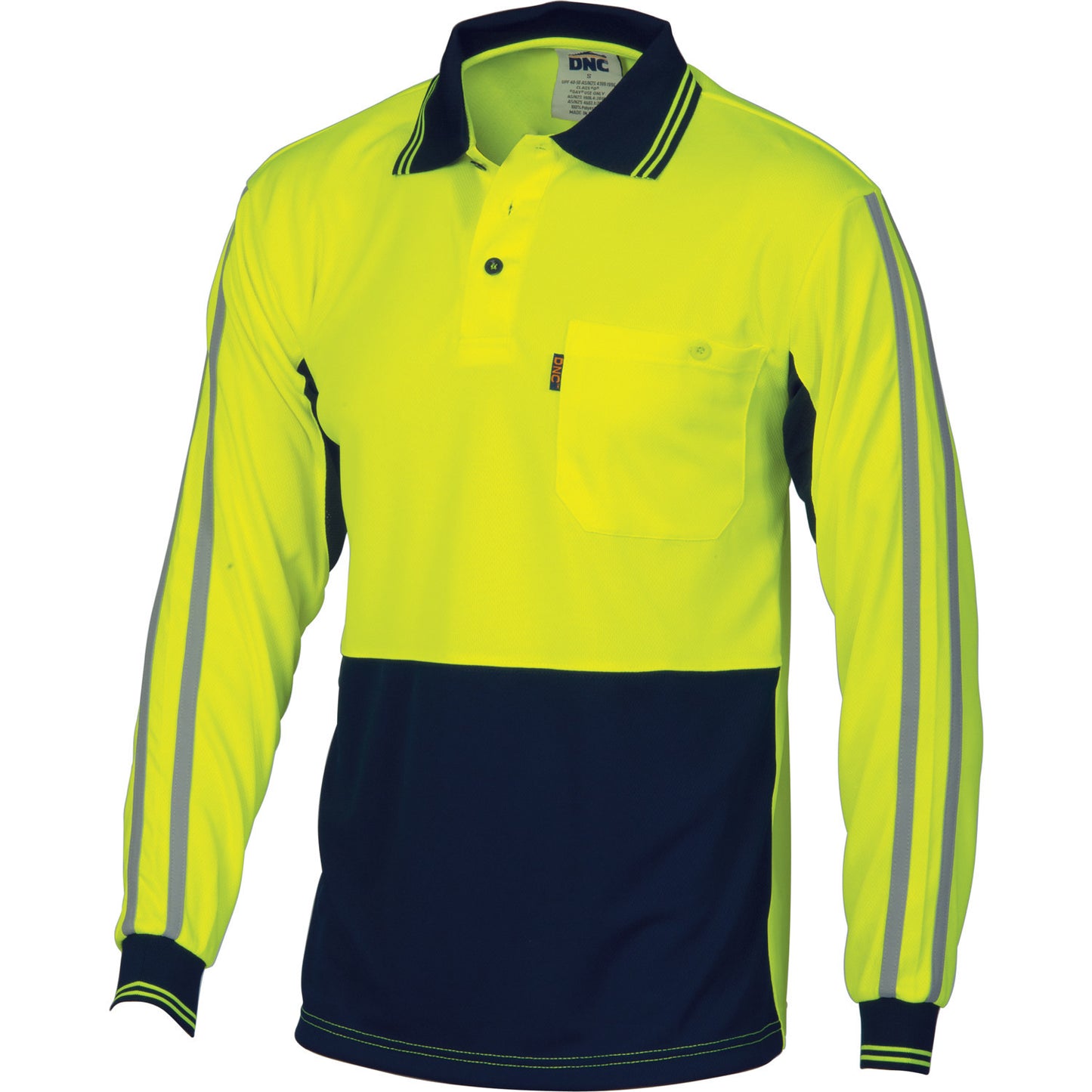 DNC HiVis Cool-Breathe Stripe Polo - long Sleeve (3756)