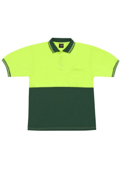 Ramo-Ramo Hi Vis Polo-Yellow/Bottle Green / S-Uniform Wholesalers - 3